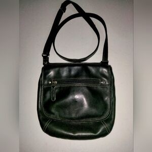 Fossil (Black) Leather Multi Compartment Crossbody Bag